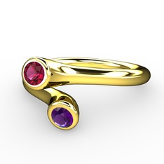 Rodolit garnet ve ametist 8 ayar altın yüzük