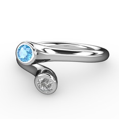 Poyraz Yüzük - Akuamarin ve swarovski 925 ayar gümüş yüzük #1j36nkm