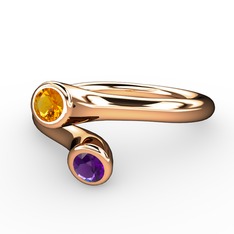 Poyraz Yüzük - Sitrin ve ametist 18 ayar rose altın yüzük #1j6xveo