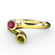 Rodolit garnet ve peridot 18 ayar altın yüzük