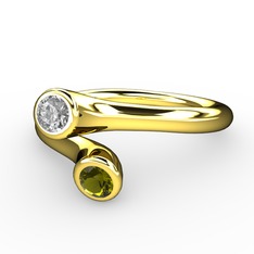 Poyraz Yüzük - Beyaz zirkon ve peridot 14 ayar altın yüzük #1kh9hsn