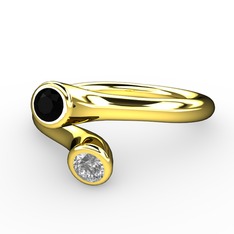Poyraz Yüzük - Siyah zirkon ve swarovski 14 ayar altın yüzük #1l3r0dc