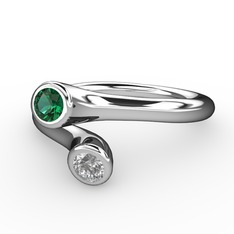 Yeşil kuvars ve swarovski 18 ayar beyaz altın yüzük