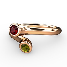 Poyraz Yüzük - Garnet ve peridot 14 ayar rose altın yüzük #1l9xk5r