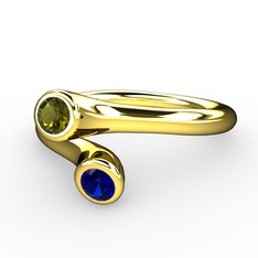 Poyraz Yüzük - Peridot ve lab safir 925 ayar altın kaplama gümüş yüzük #1me97kh