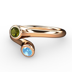 Peridot ve akuamarin 18 ayar rose altın yüzük
