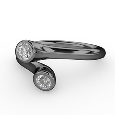 Swarovski ve pırlanta 925 ayar siyah rodyum kaplama gümüş yüzük (0.04 karat)
