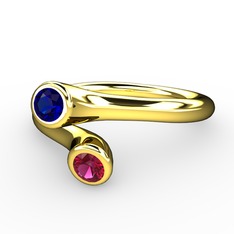 Lab safir ve rodolit garnet 18 ayar altın yüzük