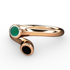 Poyraz Yüzük - Kök zümrüt ve siyah zirkon 925 ayar rose altın kaplama gümüş yüzük #1r1r755