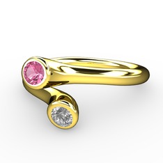 Poyraz Yüzük - Pembe kuvars ve swarovski 8 ayar altın yüzük #1sk0z5c