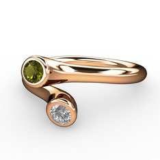 Poyraz Yüzük - Peridot ve swarovski 18 ayar rose altın yüzük #1t7i230