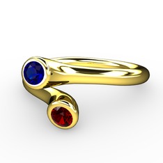 Lab safir ve garnet 14 ayar altın yüzük