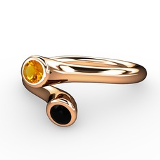 Poyraz Yüzük - Sitrin ve siyah zirkon 18 ayar rose altın yüzük #1v88m3f