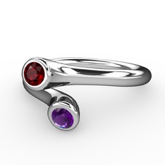 Garnet ve ametist 925 ayar gümüş yüzük