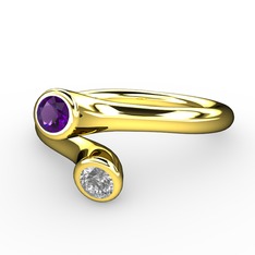 Poyraz Yüzük - Ametist ve swarovski 8 ayar altın yüzük #1vpnwkc