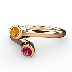 Poyraz Yüzük - Sitrin ve rodolit garnet 18 ayar rose altın yüzük #1wlyiqi