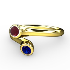 Poyraz Yüzük - Kök yakut ve lab safir 8 ayar altın yüzük #1x7f59f