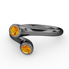 Poyraz Yüzük - Sitrin 925 ayar siyah rodyum kaplama gümüş yüzük #1y3utpr