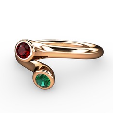 Garnet ve yeşil kuvars 18 ayar rose altın yüzük