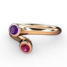 Poyraz Yüzük - Ametist ve rodolit garnet 14 ayar rose altın yüzük #1y8ladt
