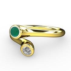 Poyraz Yüzük - Kök zümrüt ve swarovski 925 ayar altın kaplama gümüş yüzük #2eer6q