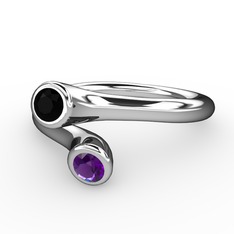 Poyraz Yüzük - Siyah zirkon ve ametist 925 ayar gümüş yüzük #5zr9wp