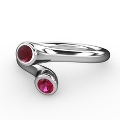 Kök yakut ve rodolit garnet 8 ayar beyaz altın yüzük