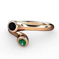 Poyraz Yüzük - Siyah zirkon ve yeşil kuvars 18 ayar rose altın yüzük #7pyx2u