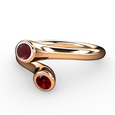 Poyraz Yüzük - Kök yakut ve garnet 18 ayar rose altın yüzük #8q34hx