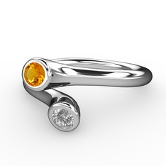 Sitrin ve swarovski 925 ayar gümüş yüzük