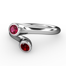 Poyraz Yüzük - Rodolit garnet ve garnet 14 ayar beyaz altın yüzük #ah9w21