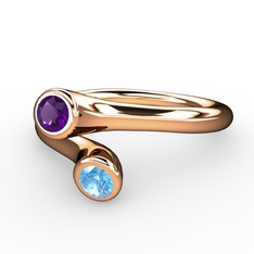 Poyraz Yüzük - Ametist ve akuamarin 925 ayar rose altın kaplama gümüş yüzük #cf5v3n