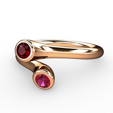 Garnet ve rodolit garnet 925 ayar rose altın kaplama gümüş yüzük