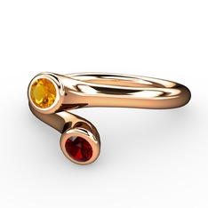 Poyraz Yüzük - Sitrin ve garnet 18 ayar rose altın yüzük #da095q
