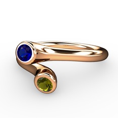 Lab safir ve peridot 8 ayar rose altın yüzük