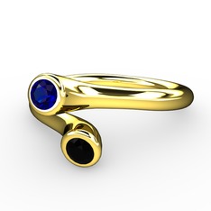 Poyraz Yüzük - Lab safir ve siyah zirkon 14 ayar altın yüzük #f7wmlk