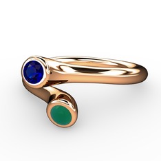 Poyraz Yüzük - Lab safir ve kök zümrüt 925 ayar rose altın kaplama gümüş yüzük #hyn509