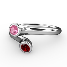 Poyraz Yüzük - Pembe kuvars ve garnet 925 ayar gümüş yüzük #hyztp9