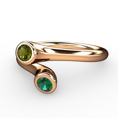 Peridot ve yeşil kuvars 8 ayar rose altın yüzük