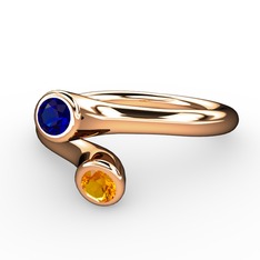 Poyraz Yüzük - Lab safir ve sitrin 14 ayar rose altın yüzük #m53z41