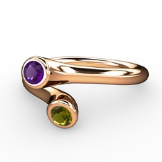 Poyraz Yüzük - Ametist ve peridot 18 ayar rose altın yüzük #miwlxt
