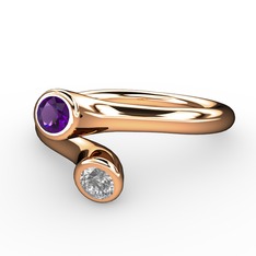 Poyraz Yüzük - Ametist ve swarovski 18 ayar rose altın yüzük #msnqlq