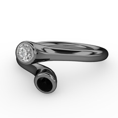 Poyraz Yüzük - Swarovski ve siyah zirkon 925 ayar siyah rodyum kaplama gümüş yüzük #p37zdj