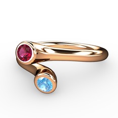 Poyraz Yüzük - Rodolit garnet ve akuamarin 925 ayar rose altın kaplama gümüş yüzük #pggghl