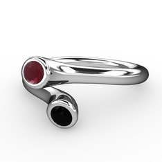 Poyraz Yüzük - Kök yakut ve siyah zirkon 18 ayar beyaz altın yüzük #pi9osa