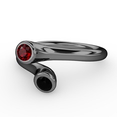 Garnet ve siyah zirkon 925 ayar siyah rodyum kaplama gümüş yüzük