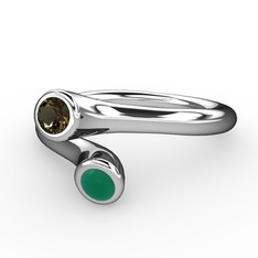 Poyraz Yüzük - Dumanlı kuvars ve kök zümrüt 925 ayar gümüş yüzük #qvqnx9