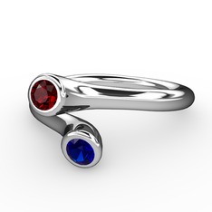 Poyraz Yüzük - Garnet ve lab safir 18 ayar beyaz altın yüzük #rov5et