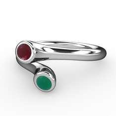 Poyraz Yüzük - Kök yakut ve kök zümrüt 925 ayar gümüş yüzük #s7an85