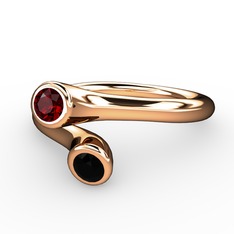 Poyraz Yüzük - Garnet ve siyah zirkon 18 ayar rose altın yüzük #sp395a